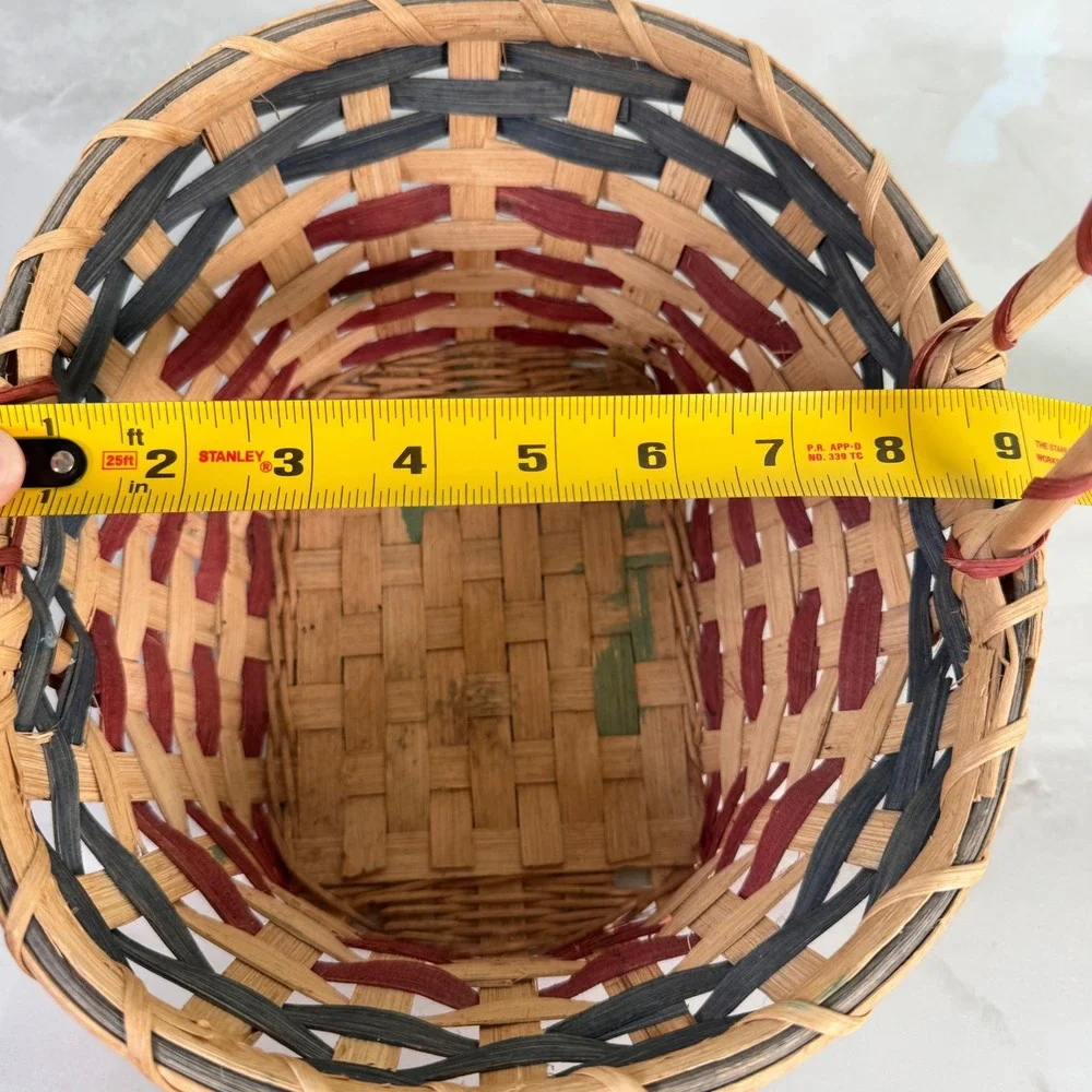 American Flag Hand‎ Basket Ceramic Blueberry Painted Handle Patriotic July 4th